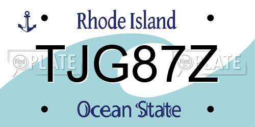 TJG87Z Rhode Island License Plate