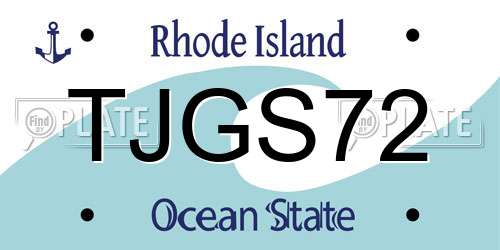 TJGS72 Rhode Island License Plate