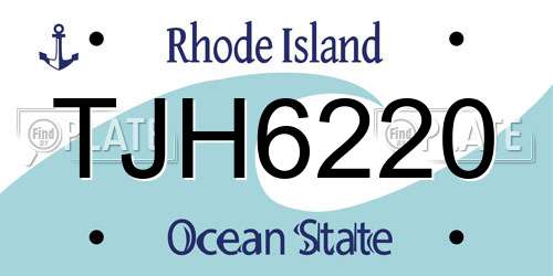 TJH6220 Rhode Island License Plate