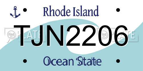 TJN2206 Rhode Island License Plate