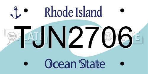 TJN2706 Rhode Island License Plate