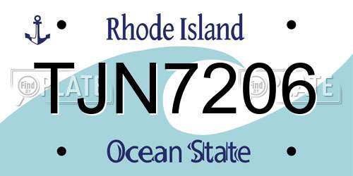 TJN7206 Rhode Island License Plate