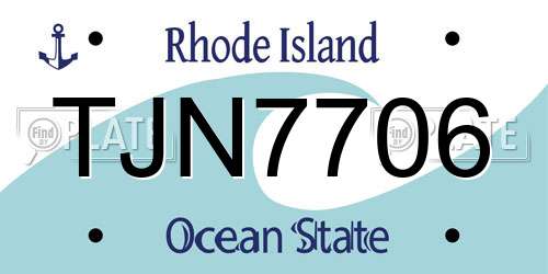 TJN7706 Rhode Island License Plate