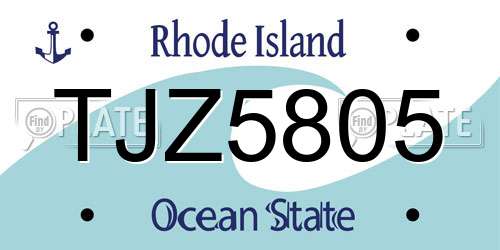 TJZ5805 Rhode Island License Plate