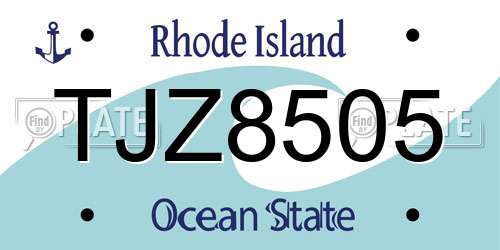 TJZ8505 Rhode Island License Plate