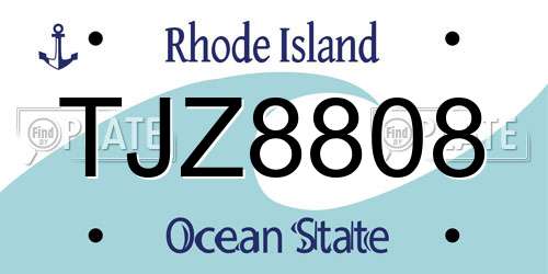 TJZ8808 Rhode Island License Plate