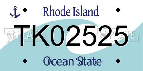 TK02525 Rhode Island License Plate