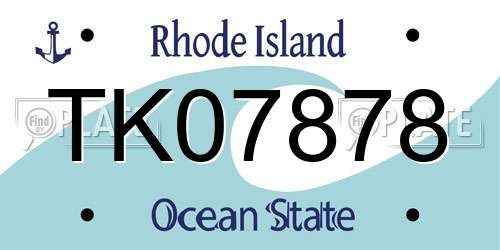 TK07878 Rhode Island License Plate