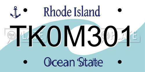 TK0M301 Rhode Island License Plate