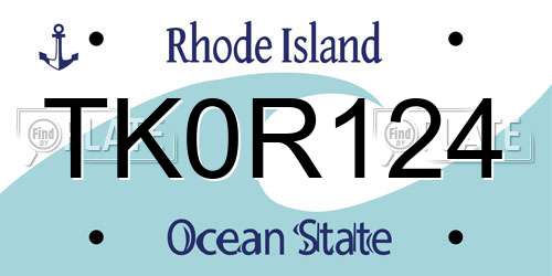 TK0R124 Rhode Island License Plate