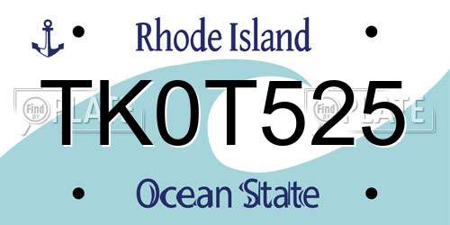 TK0T525 Rhode Island License Plate