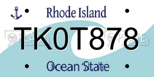 TK0T878 Rhode Island License Plate