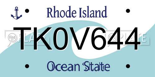 TK0V644 Rhode Island License Plate