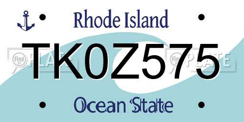 TK0Z575 Rhode Island License Plate
