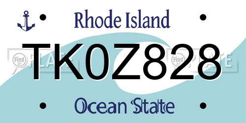 TK0Z828 Rhode Island License Plate