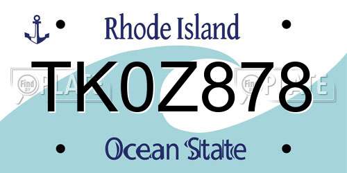 TK0Z878 Rhode Island License Plate