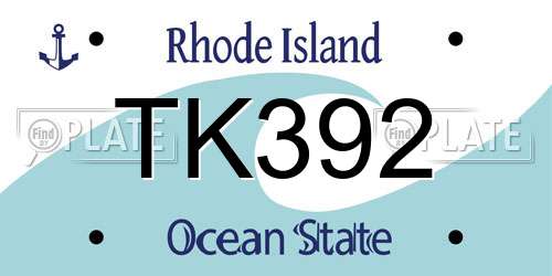 TK392 Rhode Island License Plate