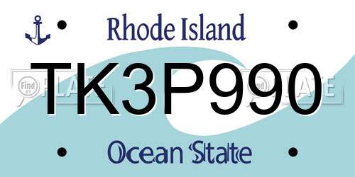 TK3P990 Rhode Island License Plate