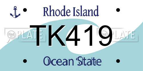 TK419 Rhode Island License Plate
