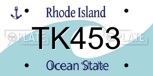 TK453 Rhode Island License Plate