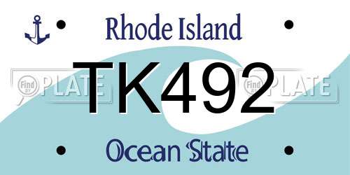 TK492 Rhode Island License Plate