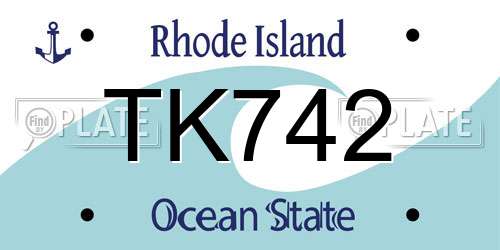 TK742 Rhode Island License Plate