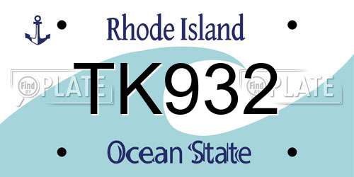 TK932 Rhode Island License Plate