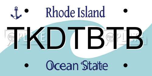 TKDTBTB Rhode Island License Plate