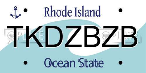 TKDZBZB Rhode Island License Plate