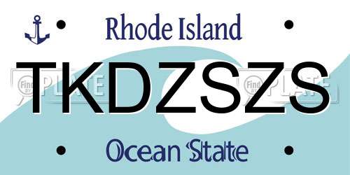 TKDZSZS Rhode Island License Plate