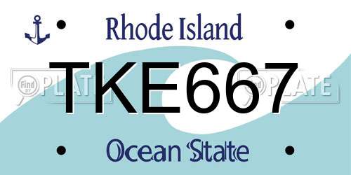 TKE667 Rhode Island License Plate