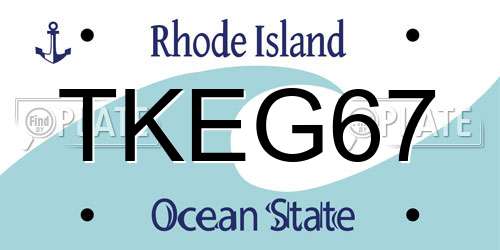 TKEG67 Rhode Island License Plate