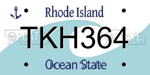 TKH364 Rhode Island License Plate