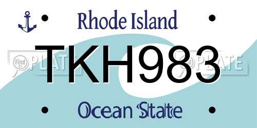TKH983 Rhode Island License Plate