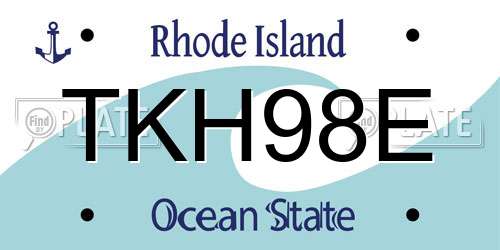 TKH98E Rhode Island License Plate