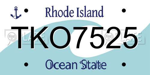TKO7525 Rhode Island License Plate