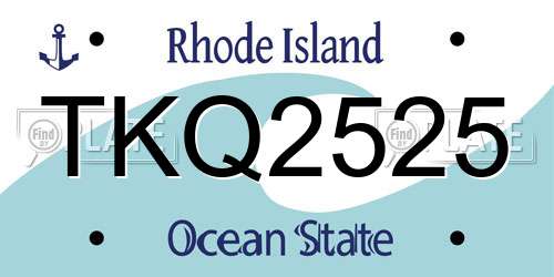 TKQ2525 Rhode Island License Plate