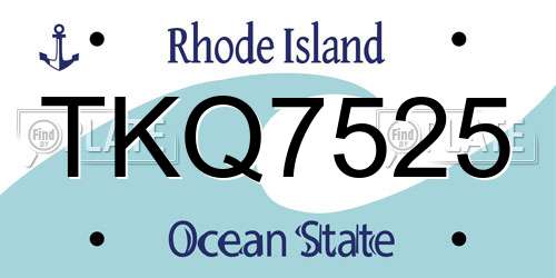 TKQ7525 Rhode Island License Plate