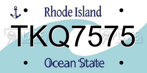TKQ7575 Rhode Island License Plate