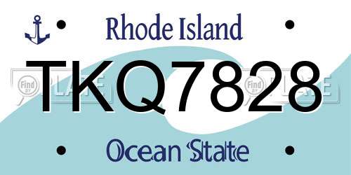 TKQ7828 Rhode Island License Plate
