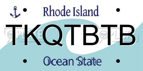 TKQTBTB Rhode Island License Plate