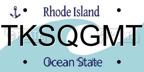 TKSQGMT Rhode Island License Plate