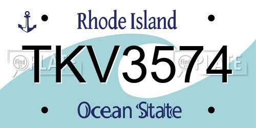TKV3574 Rhode Island License Plate