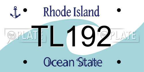TL192 Rhode Island License Plate