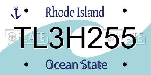 TL3H255 Rhode Island License Plate