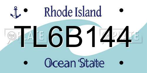 TL6B144 Rhode Island License Plate