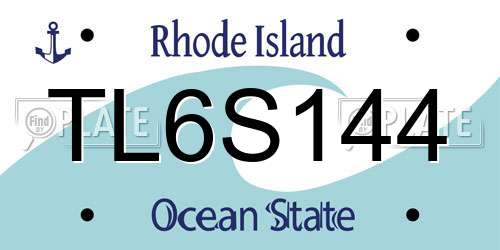 TL6S144 Rhode Island License Plate