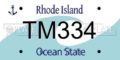 TM334 Rhode Island License Plate