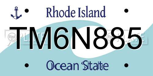 TM6N885 Rhode Island License Plate