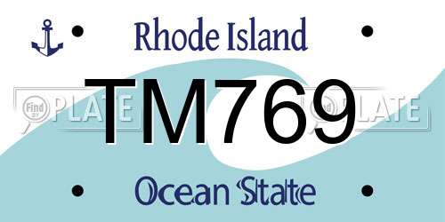 TM769 Rhode Island License Plate